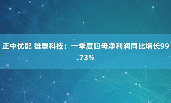 正中优配 雄塑科技：一季度归母净利润同比增长99.73%