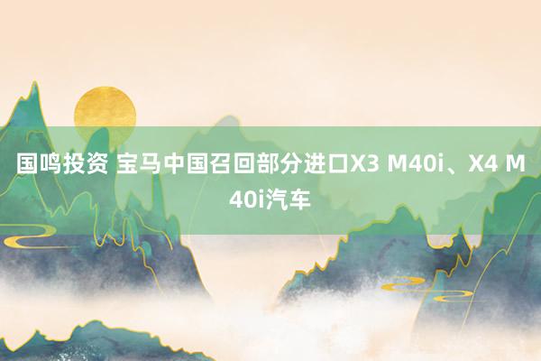 国鸣投资 宝马中国召回部分进口X3 M40i、X4 M40i汽车
